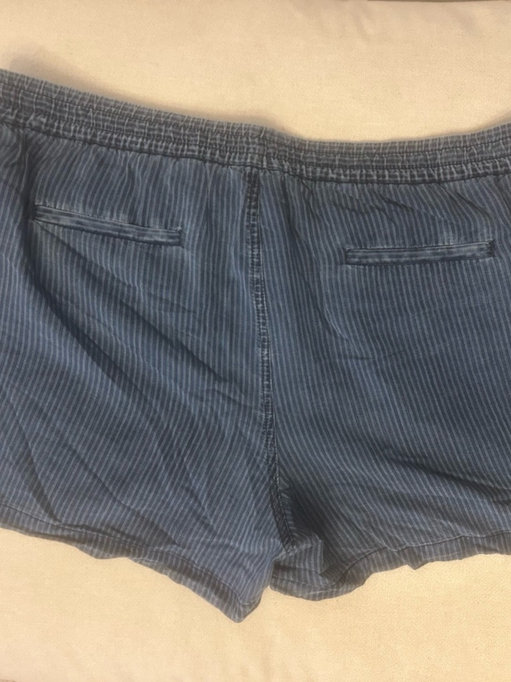 J. Crew Blue Pinstripe Drawstring Athletic Shorts - Picture 3 of 4